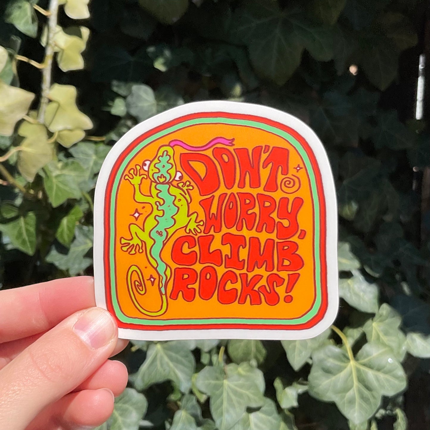 don’t worry, climb rocks sticker